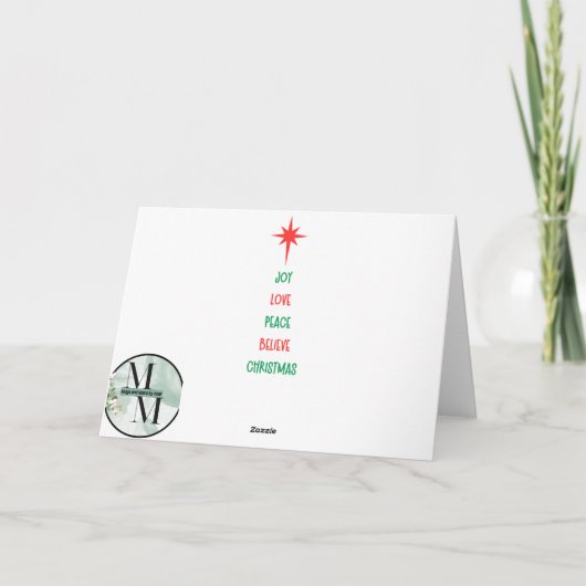 Kerst Kaart – Joy, Peace, and Love Patchwork (Achterkant)