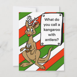 Kerst Kaart kangoeroe met gewei grap