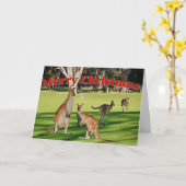 Kerst Kaart - Kangoeroes in het park (Gele Bloem)