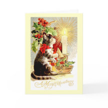 Kerst Kaart  Kat en Kaars