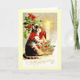 Kerst Kaart  Kat en Kaars