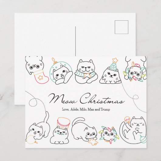 Kerst Kaart Kat Liefhebber Christmas Briefkaart (Voorkant / Achterkant)