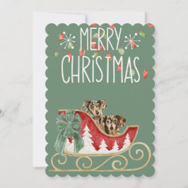 Kerst Kaart Lang Haar Dachsund