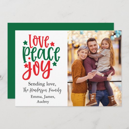 Kerst Kaart liefde vrede en vreugde (Voorkant / Achterkant)