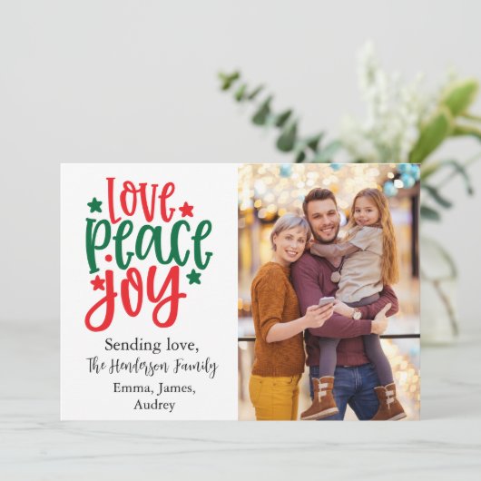 Kerst Kaart liefde vrede en vreugde (Staand voorkant)