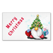 Kerst Kaart Magnet Gnome met Gifts Magnetisch Visitekaartje (Voorkant)