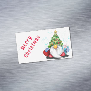 Kerst Kaart Magnet Gnome met Gifts Magnetisch Visitekaartje