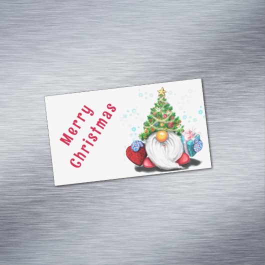 Kerst Kaart Magnet Gnome met Gifts Magnetisch Visitekaartje (Voorbeeld)