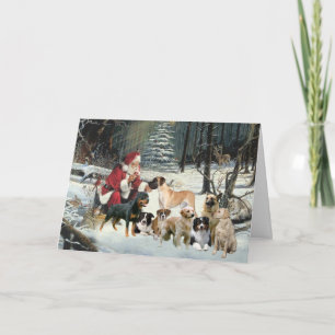 Kerst Kaart Meerdere Hondenrassen