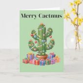 Kerst Kaart - Merry Cactmus (Gele Bloem)