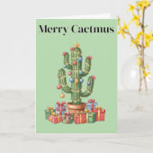 Kerst Kaart - Merry Cactmus (Gele Bloem)