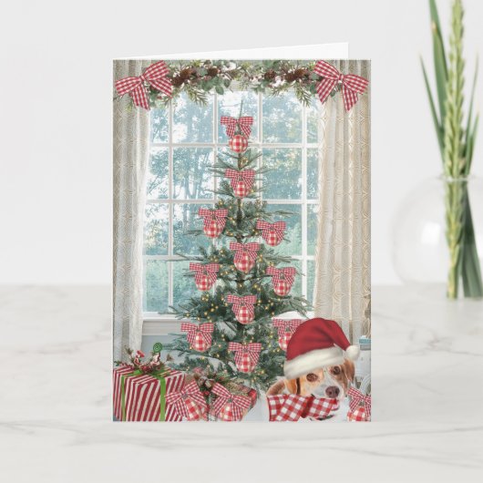 Kerst Kaart met Beagle Dog (Voorkant)
