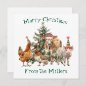 Kerst Kaart met boerderijdieren (Voorkant / Achterkant)