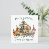 Kerst Kaart met boerderijdieren (Staand voorkant)