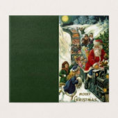 Kerst Kaart met de Kerstman op een Speelgoed trein (Buitenkant ongevouwen)