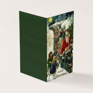 Kerst Kaart met de Kerstman op een Speelgoed trein