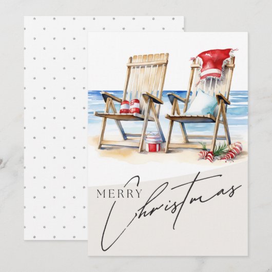 Kerst Kaart met een strand thema. 5 x 7 inch (Voorkant / Achterkant)