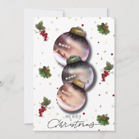 Kerst Kaart met Elegant Ornament Design Winter (Voorkant)