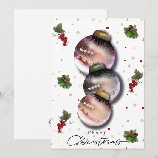 Kerst Kaart met Elegant Ornament Design Winter (Voorkant / Achterkant)