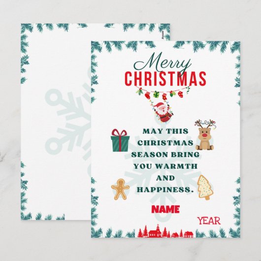 KERST KAART MET FEestdagen (Voorkant / Achterkant)