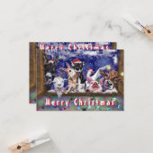 Kerst Kaart met Funny Boerderij Animal Party (Voorkant / Achterkant in situ)