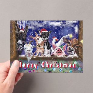 Kerst Kaart met Funny Boerderij Animal Party Acryl Uitnodigingen