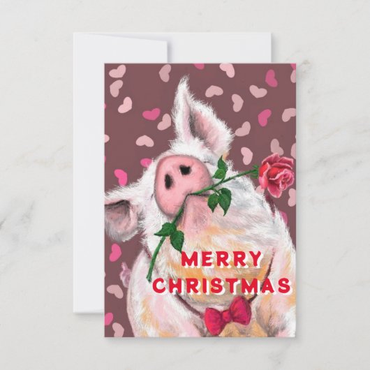 Kerst Kaart met Funny Gentleman Pig (Voorkant)