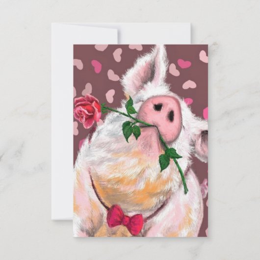 Kerst Kaart met Funny Gentleman Pig (Achterkant)