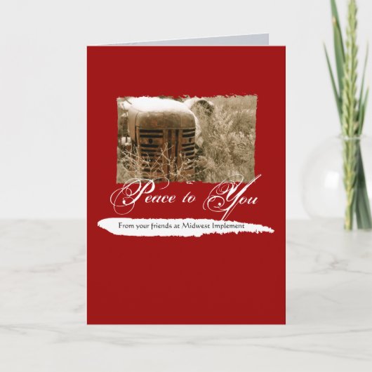 Kerst Kaart met oude tractor (Voorkant)