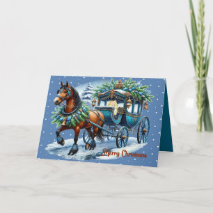 Kerst Kaart met paard & buggy & passagier
