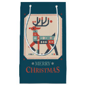 Kerst Kaart met rendier illustratie ontwerp Klein Cadeauzakje (Voorkant)