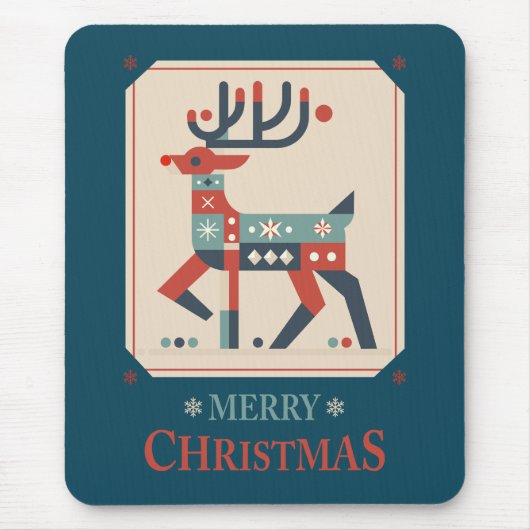 Kerst Kaart met rendier illustratie ontwerp Muismat (Voorkant)