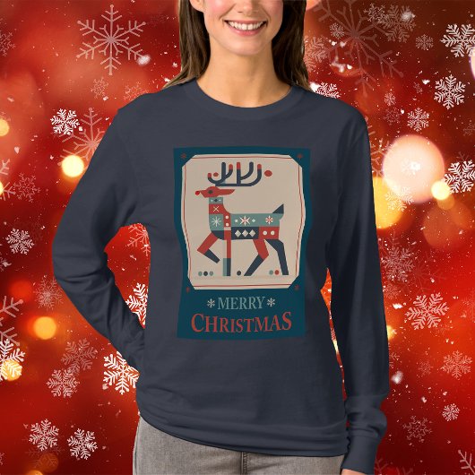 Kerst Kaart met rendier illustratie ontwerp T-shirt