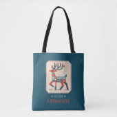 Kerst Kaart met rendier illustratie ontwerp Tote Bag (Voorkant)