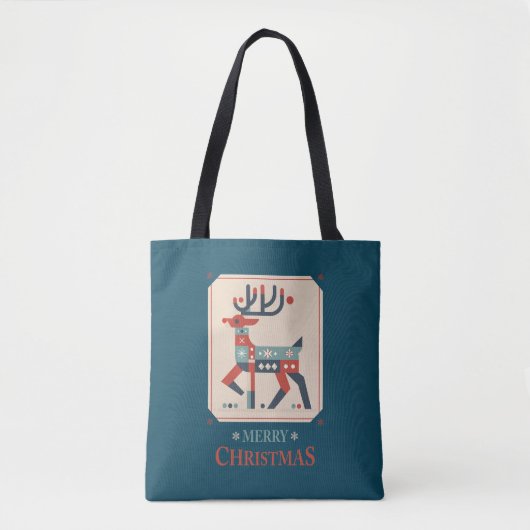 Kerst Kaart met rendier illustratie ontwerp Tote Bag (Voorkant)