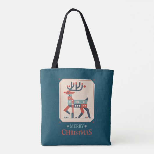 Kerst Kaart met rendier illustratie ontwerp Tote Bag (Achterkant)