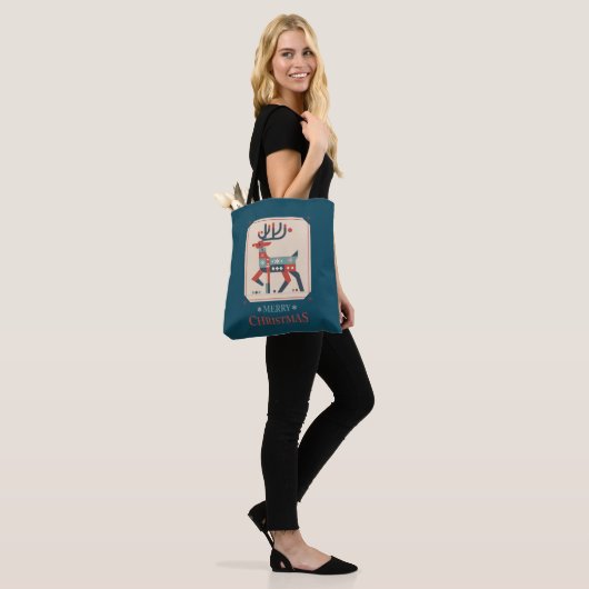 Kerst Kaart met rendier illustratie ontwerp Tote Bag (Op model)