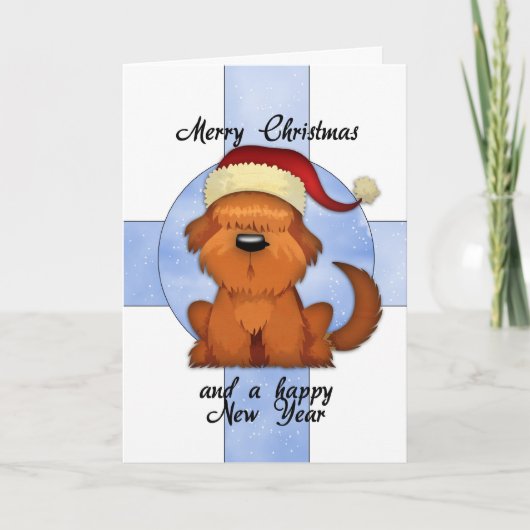Kerst Kaart met Schattigee hond in vakantie Pet (Voorkant)