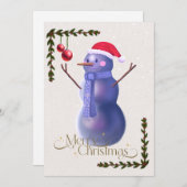 Kerst Kaart met sneeuwman en feestelijke decoratie (Voorkant / Achterkant)