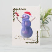Kerst Kaart met sneeuwman en feestelijke decoratie (Staand voorkant)