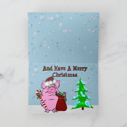 Kerst Kaart met Varken in een Bubble Bath (Binnen)