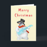 Kerst Kaart Musical Sneeuwman met gitaar<br><div class="desc">Sneeuwman Rock MIGNED Schilderij - Vrolijke Kerst Kaarten</div>