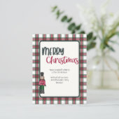 Kerst Kaart Notenkraker op Rood & Groen Plaid (Staand voorkant)