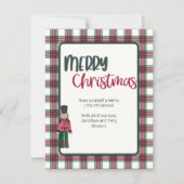 Kerst Kaart Notenkraker op Rood & Groen Plaid (Voorkant)