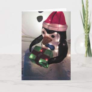 Kerst Kaart: Pinguïn met Cadeau Feestdagen Kaart