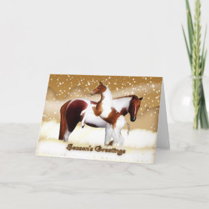 Kerst Kaart Prettige feestdagen - paarden, veulen 