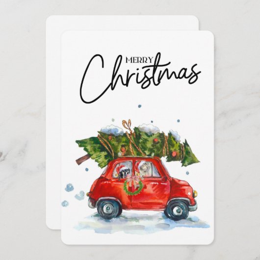 Kerst Kaart-pups met boom (Voorkant / Achterkant)