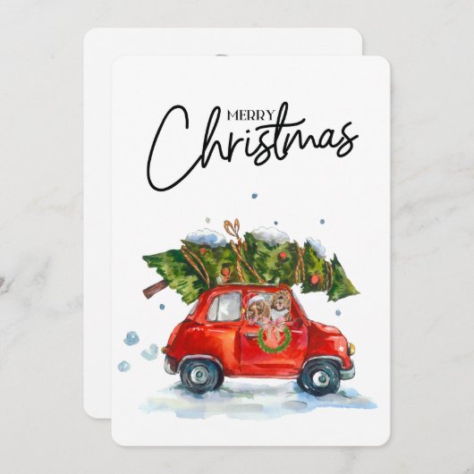 Kerst Kaart-pups met boom (Voorkant / Achterkant)