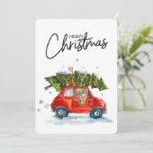 Kerst Kaart-pups met boom (Staand voorkant)