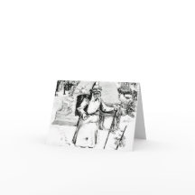 Kerst Kaart  Santa Black White